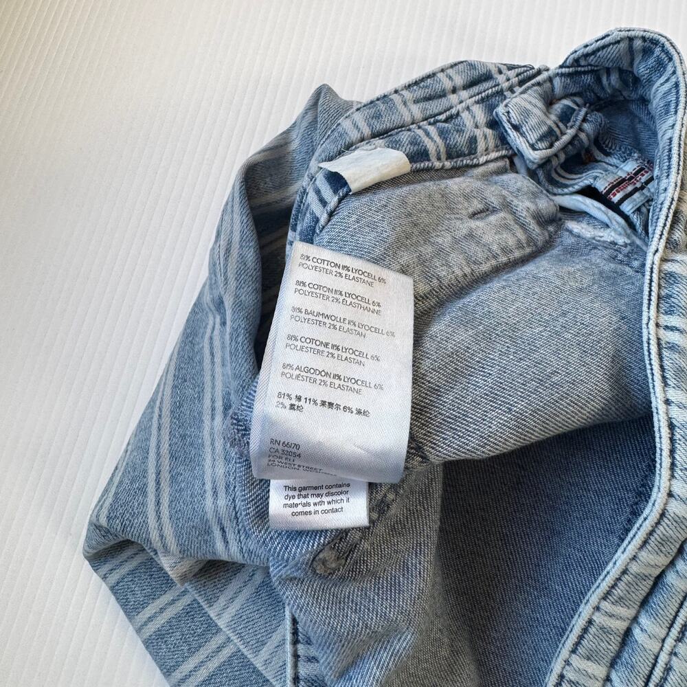 Anthropologie Pilcro High Rise Slim Stripe Acid Wash Crop Jeans 29 Nautical Euro - Picture 14 of 16